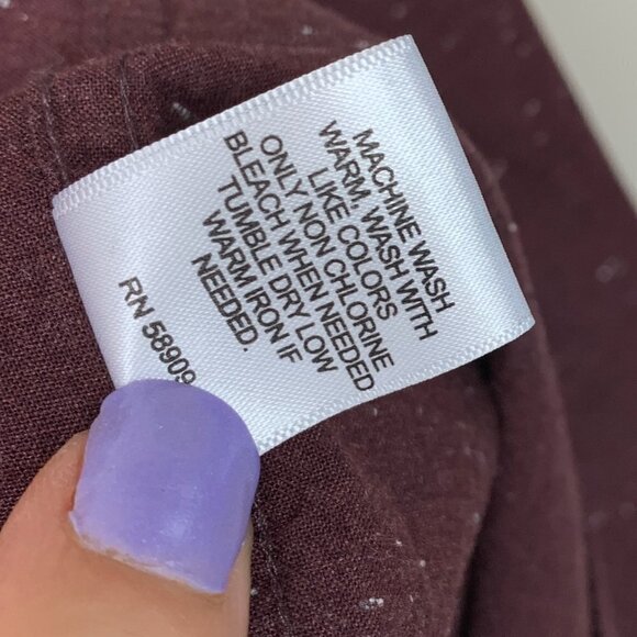 ROWM Burgundy Flecked Cotton Blend Button Down Shirt Size Large - Picture 6 of 8